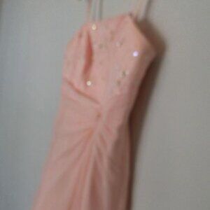 Beautiful Coral Chiffon Formal Gown by Davince with tag